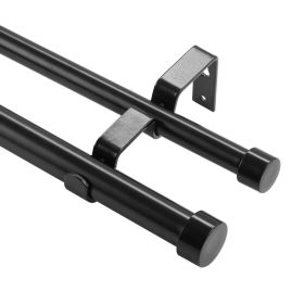 VEVOR 1 Inch Double Curtain Rods 74 to 144 Inches(6-12ft), Drapery Rods for Windows 69 to 140 Inches, Telescoping Dual Curtain Rod with Round Finials