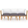 3 Piece Patio Lounge Set with Cushions Solid Acacia Wood