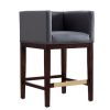 Manhattan Comfort Kingsley 34 in. Grey and Dark Walnut Beech Wood Counter Height Bar Stool