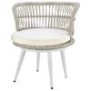 Manhattan Comfort Monaco Rope Wicker 3-Piece Patio Conversation Set with Cushions in Cream