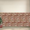 10Pcs Peel and Stick Tile Backsplash Red Brick Design Stick on Subway Tiles 3D Brown Wall Panel Removable Self-Adhesive Wall Stickers for Home Kitchen