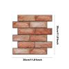 10Pcs Peel and Stick Tile Backsplash Red Brick Design Stick on Subway Tiles 3D Brown Wall Panel Removable Self-Adhesive Wall Stickers for Home Kitchen