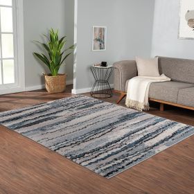Watercolor Abstract Stripe Woven Area Rug (Color: as Pic)