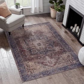 Area Rug 3x5, Washable Rug, Low-Pile, Non-Slip, Non-Shedding, Foldable, Kid & Pet Friendly - Area Rugs for living room, bedroom, kitchen (Color: as Pic)