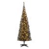 Tall Pre-Lit Slim Noble Fir Artificial Christmas Tree with Warm White LED Lights and Branch Tips, for Christmas Decoration