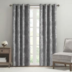 Knitted Jacquard Paisley Total Blackout Grommet Top Curtain Panel(Only 1 Pc Panel (Color: as Pic)